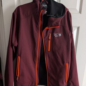 Mountain Hardwear Men's Maroon Jacket with Orange Accents